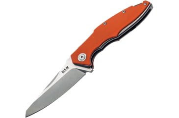 Image of MKM Raut Framelock Viper Folding Knife, 3.5in Stonewash Bohler M390 SS Blade, Gray Titanium Handle With Orange G10 Onlay, By Viper, Black Nylon Zippered Storage Case, Designed By Lucas Burnley, MKVP01-GBOR