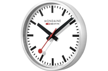 Image of Mondaine Offical Swiss 40cm Railway Wall Clock, Silver, 25cm, A995.CLOCK.16SBB