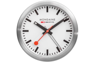 Image of Mondaine Table Alarm Clock, Silver, 125mm, A997.MCAL.16SBB