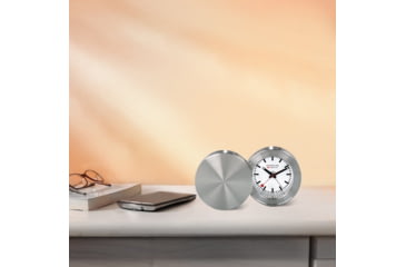 Image of Mondaine Table Clock Travel Alarm, Silver, 50mm, MSM.64410