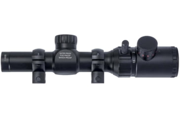 Image of Monstrum 1-4x20 Rifle Scope with Rangefinder Reticle and Medium Profile Scope Rings, Black, S1420-R-RG