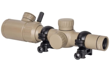 Image of Monstrum 1-4x20 Rifle Scope with Rangefinder Reticle and Medium Profile Scope Rings, Flat Dark Earth, TS1420-R-RG