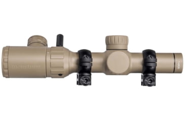 Image of Monstrum 1-4x20 Rifle Scope with Rangefinder Reticle and Medium Profile Scope Rings, Flat Dark Earth, TS1420-R-RG