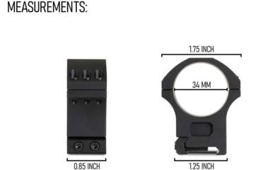 Image of Monstrum 34mm Precision Picatinny V2 Scope Rings, 1.2 in, Black, SR-34-P120
