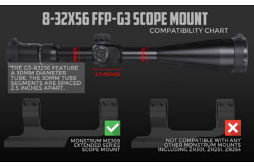 Image of Monstrum G3 8-32x56 FFP Rifle Scope, Illuminated MOA Reticle and Adjustable Objective, Flat Dark Earth, G3F83256-FDE