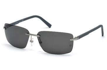 Image of Mont Blanc MB465S Sunglasses - Shiny Light Ruthenium Frame Color, Smoke Lens Color