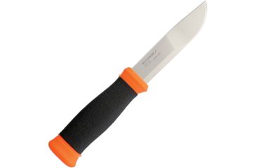 Image of Mora 2000 Fixed Blade Orange Fixed Blade Knife, 4.5in, Stainless Steel, Standard Edge, Mirror Polish, Black, Rubber Handle FT01304