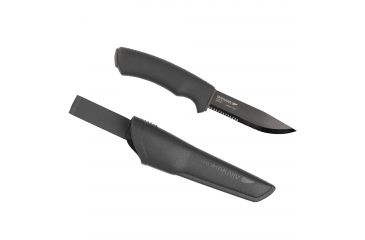 Image of Morakniv Bushcraft Fixed Blade Knife, Black Serrated w/ MOLLE Sheath, 4.3in. Blade, 194898