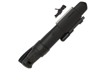 Image of Morakniv Garberg Fixed Blade Knife w/Survival Kit 4.25 in, Stainless Steel Black DLC, Drop Point Blade, Black Polyer Handle, M13915