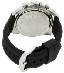 Image of Morphic Mens M19 Series Full-Function Chronograph Silicone Strap Watch Black Bezel, Silver/Circle-shaped Case, Silver/analog Dial, Silver Hands MPH1903