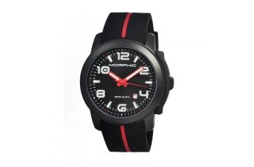 Image of Morphic M21 Series Watch,Black Silicone Band,Red Hand,Black Bezel,Black Analog Dial,Strap Buckle MPH2105