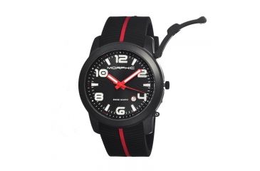 Image of Morphic M21 Series Watch,Black Silicone Band,Red Hand,Black Bezel,Black Analog Dial,Strap Buckle MPH2105