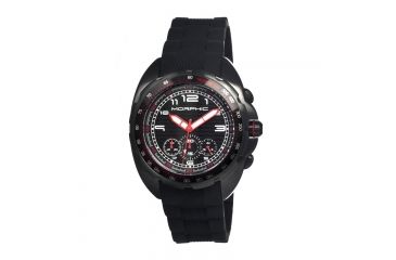 Image of Morphic M25 Series Watch,Black Silicone Band,Red Hand,Black Bezel,Black Analog Dial,Fold Over Push Button Deployment MPH2504