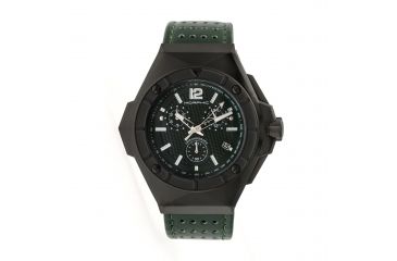 Image of Morphic M55 Series Chronograph Leather-Band Watch with Date, Green/Green MPH5505