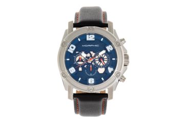 Image of Morphic M73 Series Chronograph Leather-Band Watch, Silver/Blue, One Size, MPH7303