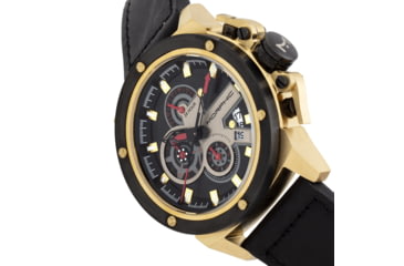 Image of Morphic M81 Series Chronograph Leather-Band Watch w/Date, Black/Gold - Mens, MPH8103