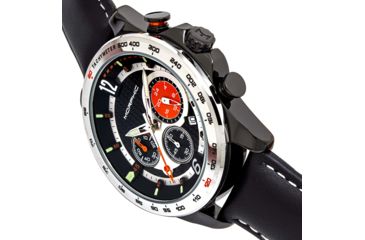 Image of Morphic M88 Series Chronograph Leather-Band Watch w/Date, Black/Silver, One Size, MPH8804