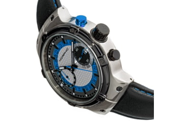 Image of Morphic M91 Series Chronograph Leather-Band Watch w/Date, Silver/Blue - Mens, MPH9103