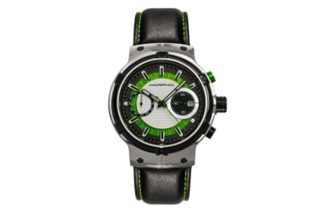 Image of Morphic M91 Series Chronograph Leather-Band Watch w/Date, Silver/Green - Mens, MPH9102