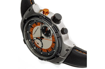 Image of Morphic M91 Series Chronograph Leather-Band Watch w/Date, Silver/Orange - Mens, MPH9101