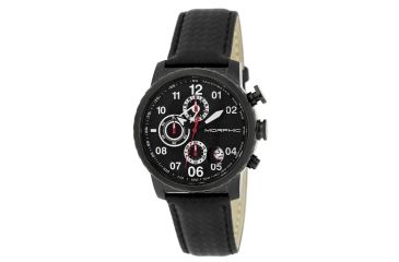 Image of Mens M38 Series Watch,43mm,Black Analog Dial,Black Bezel,Black Leather Band