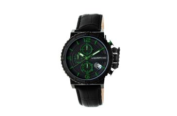 Image of Morphic M50 Series Leather Strap Watch, Black/Green, Standard MPH5006