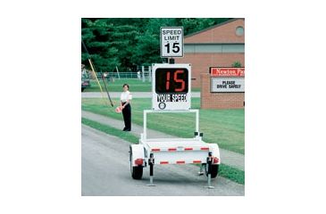 Image of Laser Atlanta Speed Patrol 18" Trailer package, with overspeed, high speed cutoff, 50 Watt solar, extra battery, and SpeedView traffic computer, measuring in km/h MPHPTRL18KEX