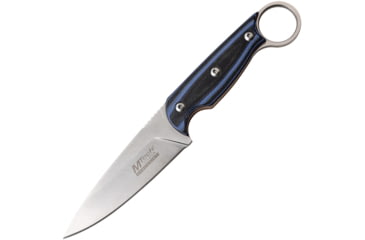 Image of Mtech Evolution Knife, 8in Overall, 3.75in Satin 8Cr13Mov SS Drop Point, Black/Blue G10 Handle, Finger Ring, Black Kydex Sheath, MTE-FIX010-BL