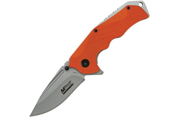 Image of Mtech Evolution Linerlock A/O Folding Knife, 4.75in Closed, 3in Bead Blast Finish 8Cr13Mov SS Drop Point, Orange G10 Handle, Thumb Stud, Pocket Clip, MTE-A022-OR