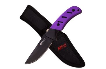 Image of Mtech Fixed Blade, 8in, Stainless Steel Blade, Purple Rubberized Nylon Fiber Handle MT-20-71PE