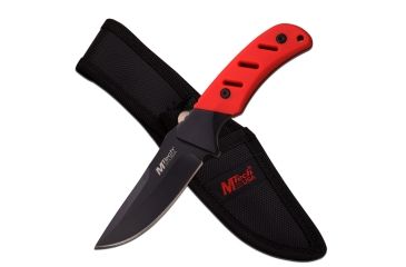 Image of Mtech Fixed Blade, 8in, Stainless Steel Blade, Red Rubberized Nylon Fiber Handle MT-20-71RD