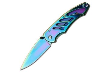 Image of Mtech Folding Blade, 2.75in, Stainless Steel Blade, Rainbow Stainless Steel Handle MT-472RB