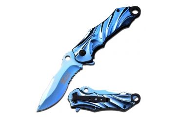 Image of Mtech Folding Blade, 3.75in, Stainless Steel Blade, Blue Titanium-Coated G Stainless Steel Handle MT-A888BL