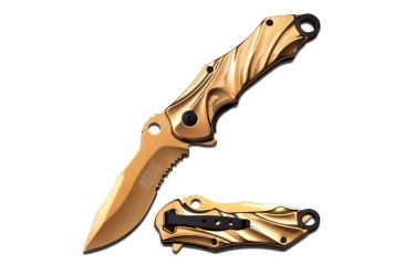 Image of Mtech Folding Blade, 3.75in, Stainless Steel Blade, Gold Titanium-Coated G Stainless Steel Handle MT-A888GD