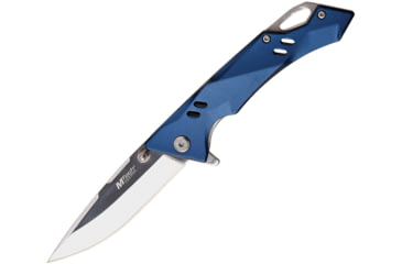 Image of Mtech Framelock Blue Folding Knife, 3.25 mirror finish 3Cr13 stainless blade, Blue aluminum handle with mirror finish stainless , MT-1142BL