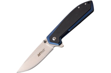 Image of Mtech Framelock Blue Folding Knife, 3.25in Satin 3Cr13 SS Drop Point, Blue Tini Finish SS Handle With Black G10 Onlay, Thumb Stud, Pocket Clip, MT-1068BL