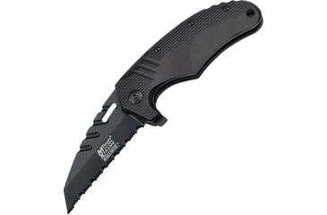 Image of Mtech Linerlock Black Serrated Folding Knife,2.75in,Black,Aluminum Handle MTXA804BS