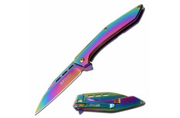 Image of Mtech MT-1052RB Manual Folding Knife, 3.25n, 3CR13 Stainless Steel, Straight Edge, Rainbow Blade, Stainless Steel Handle, Rainbow, MT-1052RB