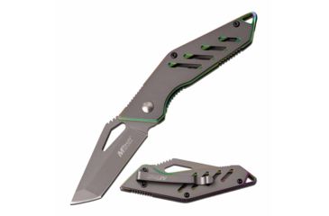 Image of Mtech MT-1065RB Manual Folding Knife, 2.5n, 3CR13 Stainless Steel, Tanto, Gray Blade, Stainless Steel Handle, Rainbow, MT-1065RB