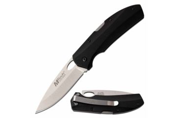 Image of Mtech MT-1076BK Manual Folding Knife, 3in, 3CR13 Stainless Steel, Drop Point, Steel Blade, Aluminum Handle, Black, MT-1076BK