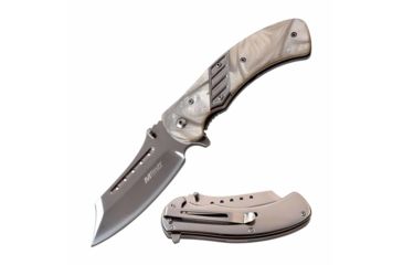 Image of Mtech MT-A1021MR Spring Assisted Knife, 3.6in, 3CR13 Stainless Steel, Clip Point, Mirror Blade, Stainless Steel Handle, Mirrow, MT-A1021MR