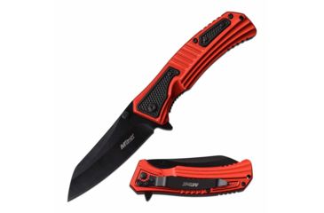 Image of Mtech MT-A1039RD Spring Assisted Knife, 3.5in, 3CR13 Stainless Steel, Sheepsfoot Point, Black Blade, Aluminum Handle, Red/Black, MT-A1039RD