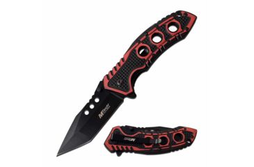 Image of Mtech MT-A1059RD Spring Assisted Knife, 3.5in, 3CR13 Stainless Steel, Modified Tanto, Black Blade, Aluminum Handle, Black/Red, MT-A1059RD