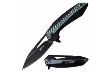 Image of Mtech MT-A1090GY Spring Assisted Knife, 3.5in, 3CR13 Stainless Steel, Spear Point, Black Blade, Aluminum Handle, Gray/Black, MT-A1090GY