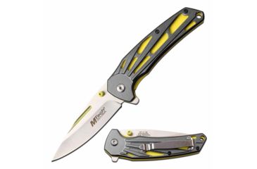 Image of Mtech MT-A1138YL Spring Assisted Knife, 3.5in, 3CR13 Stainless Steel, Drop Point, Steel Blade, Aluminum Handle, Gray/Yellow, MT-A1138YL