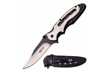 Image of Mtech MT-A960SB Spring Assisted Knife, 3.75in, 3CR13 Stainless Steel, Spear Point, Satin/Black Blade, Stainless Steel Handle, Black/Satin, MT-A960SB