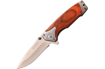 Image of Mtech Pakkawood Linerlock A/O Folding Knife, 3.25 satin finish 3Cr13 stainless blade, Brown pakkawood handle, MT-A1175BR