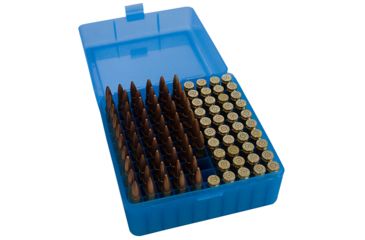 Image of MTM 100 Round Blue Medium Rifle 243/308 Caliber Ammo Box RM10024