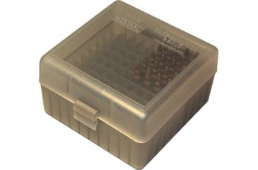 Image of MTM Ammo Box 100 Round Flip-Top 223 204 Ruger 6x47, smk/clear, small RS-100-41