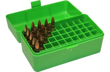 Image of MTM Case-Gard 50 Rifle Ammo Boxes .22-250 to .308 Green
